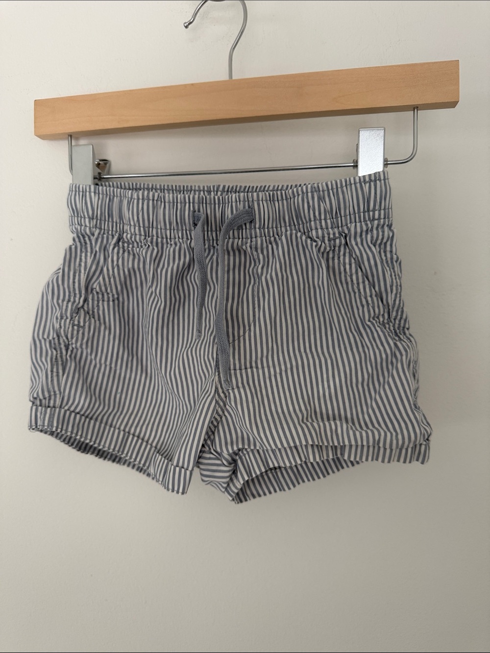 H&M Striped Summer Drawstring Kids Shorts Blue/White 2T